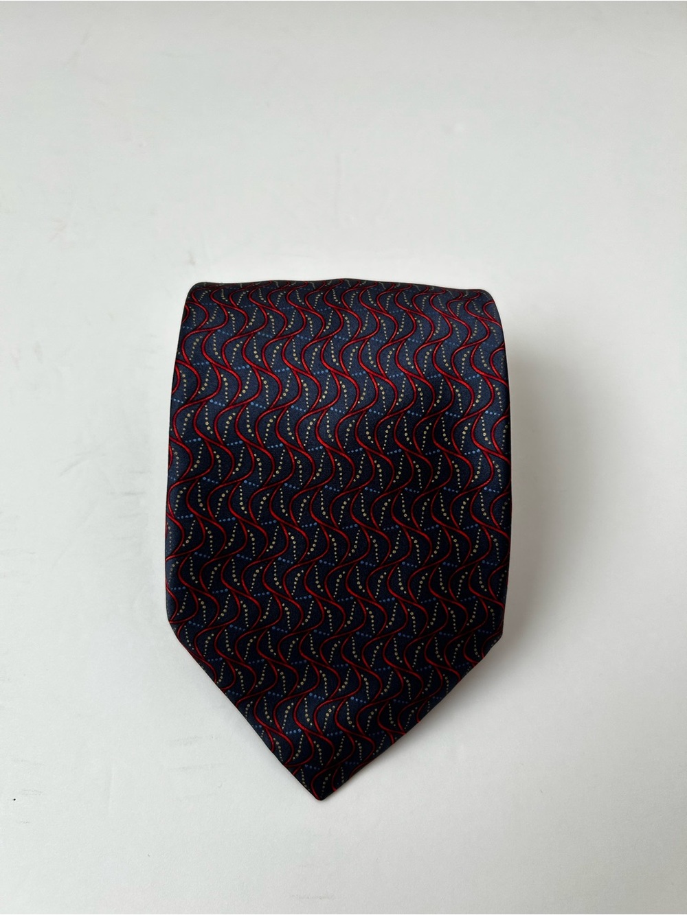Italo Ferretti 100% Silk Tie Red Navy Blue Handmade in Italy